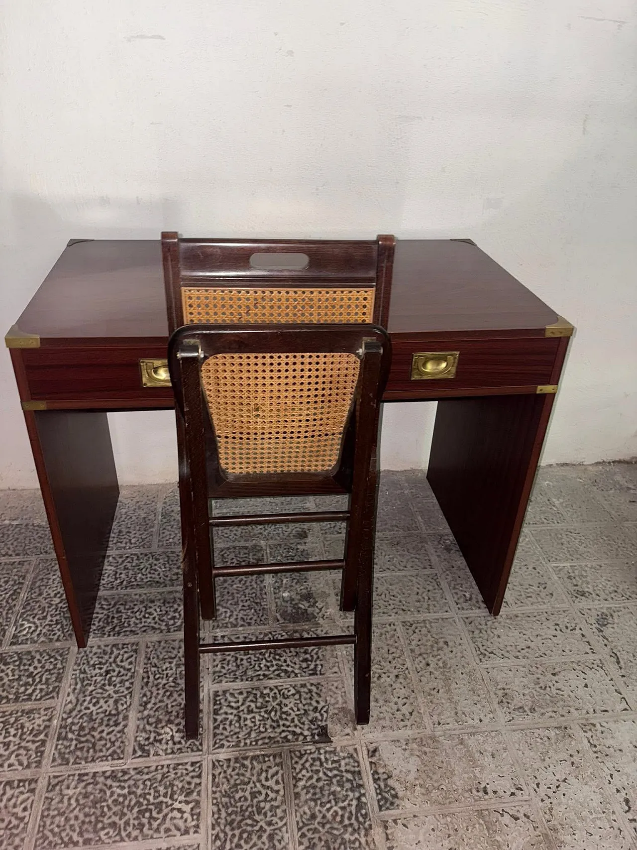 Desk with old navy chair, 60s 8