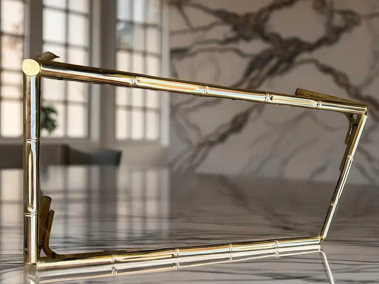 Coffee table in brass and smoked glass, 1990s 3