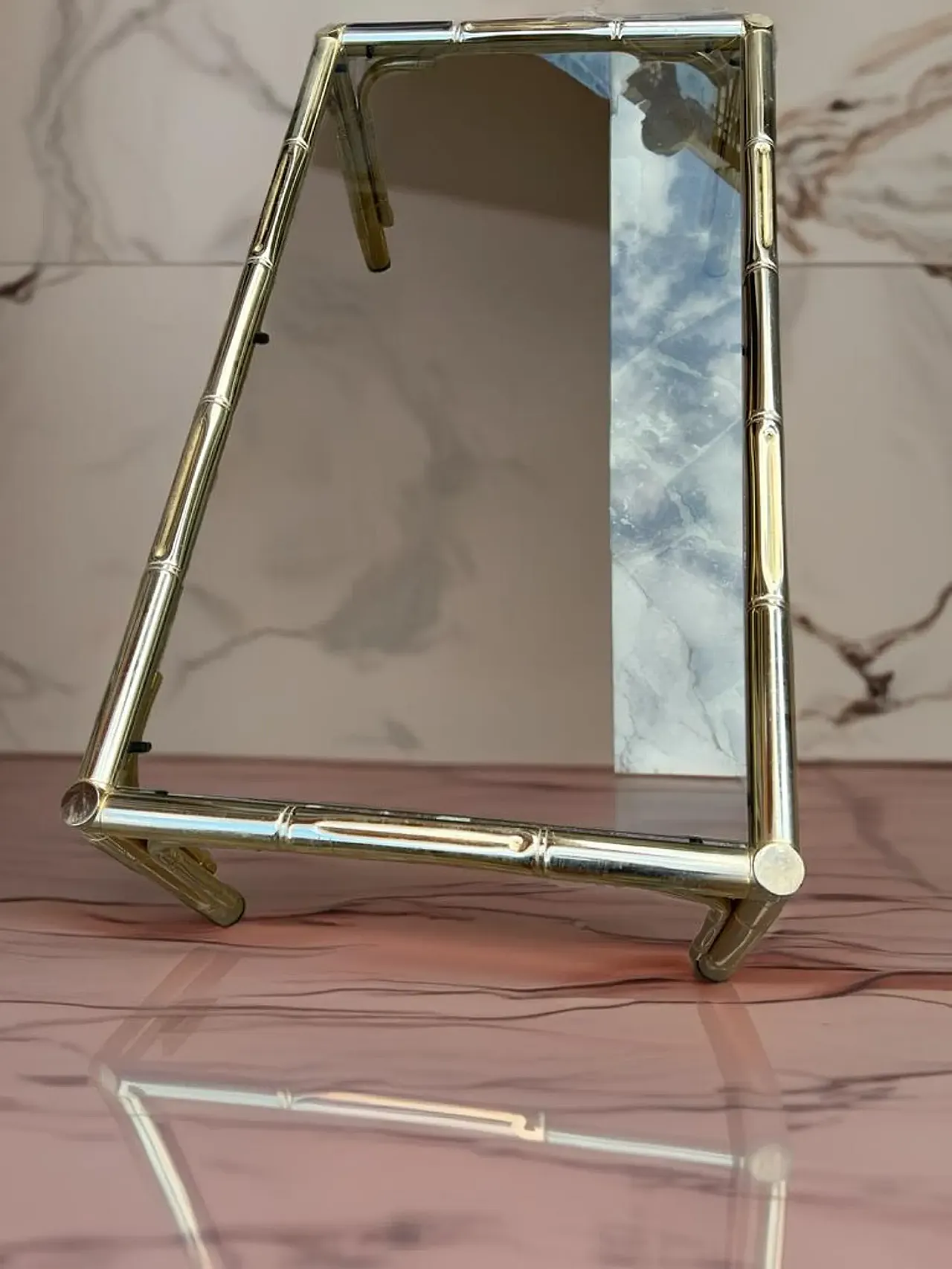 Coffee table in brass and smoked glass, 1990s 4