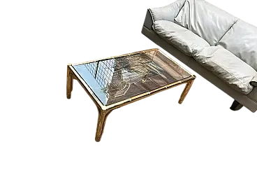 Coffee table in brass and smoked glass, 1990s