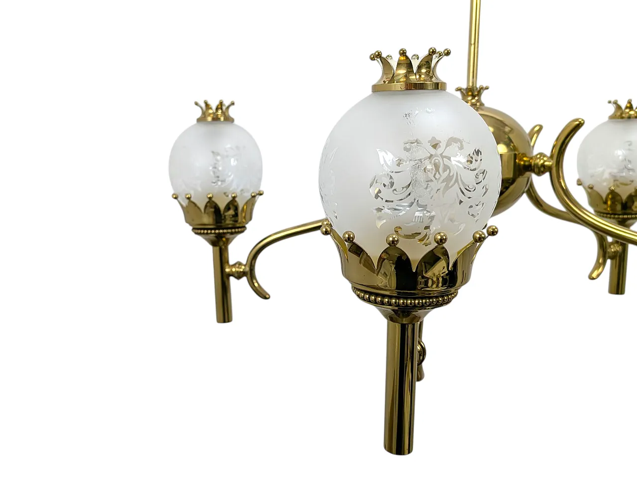 Brass pendant chandelier with 5 lights, 1960s 3