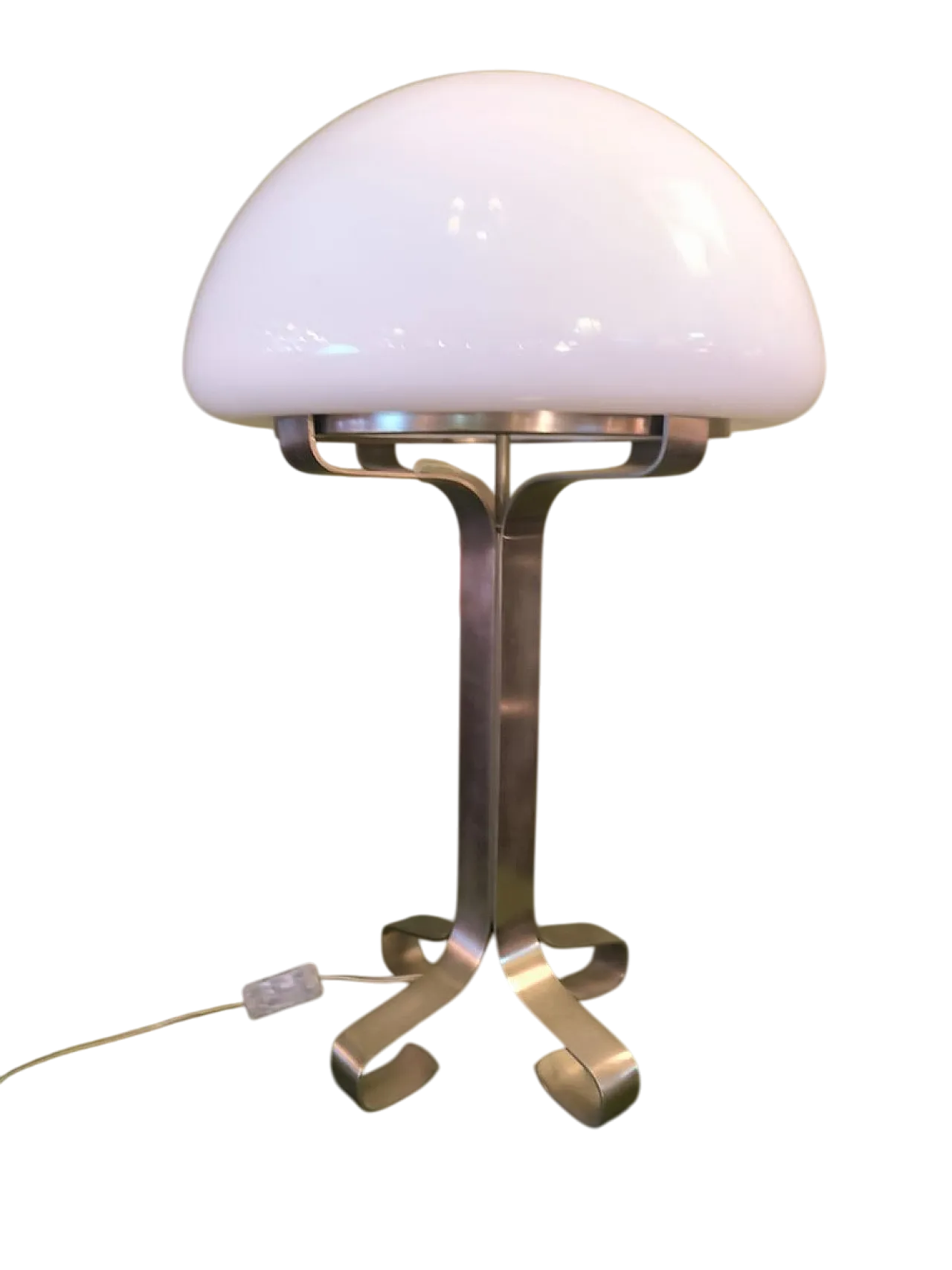 Steel and opal glass lamp, 1970s 11