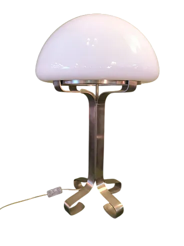 Steel and opal glass lamp, 1970s