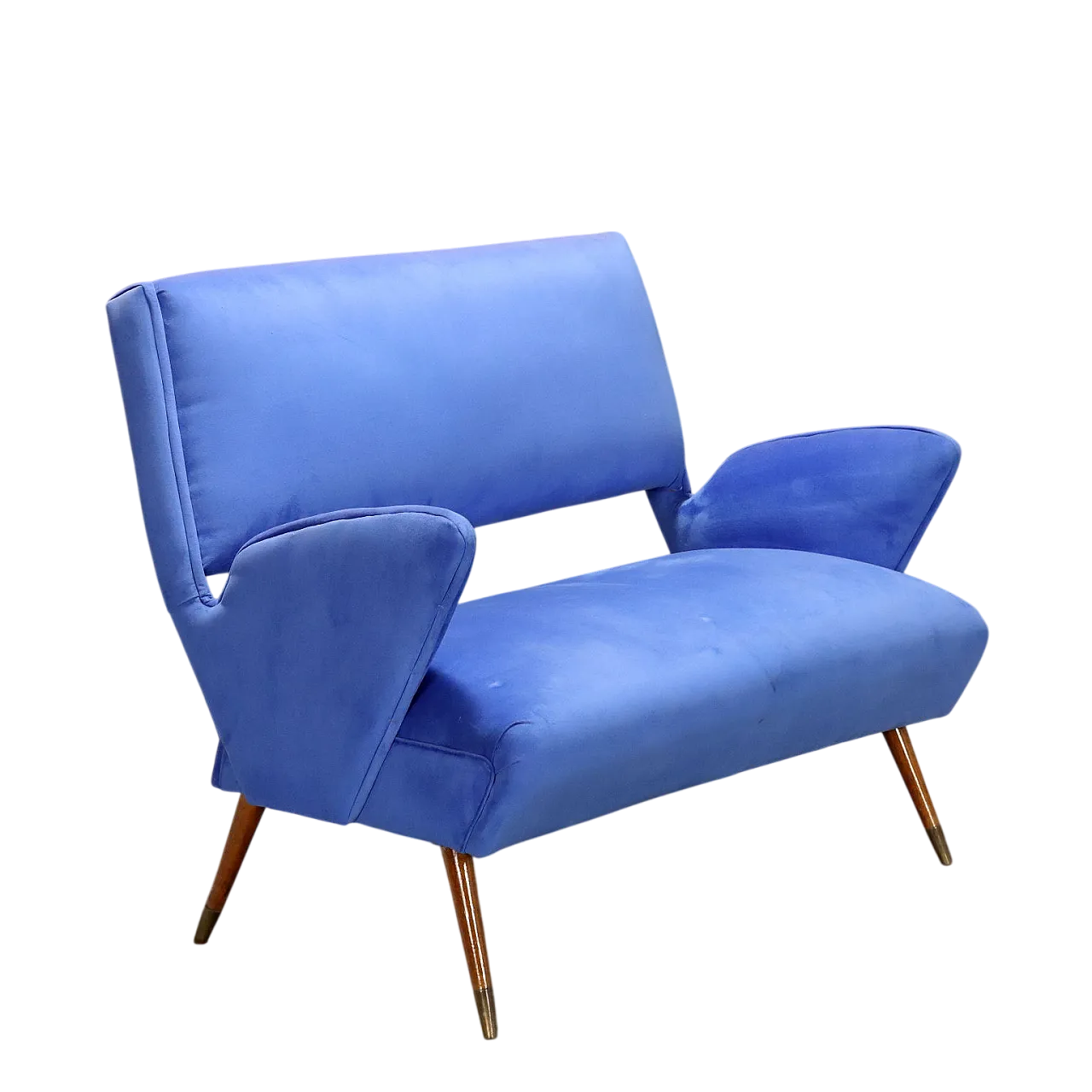 Divano a due posti in velluto con braccioli, '900 10