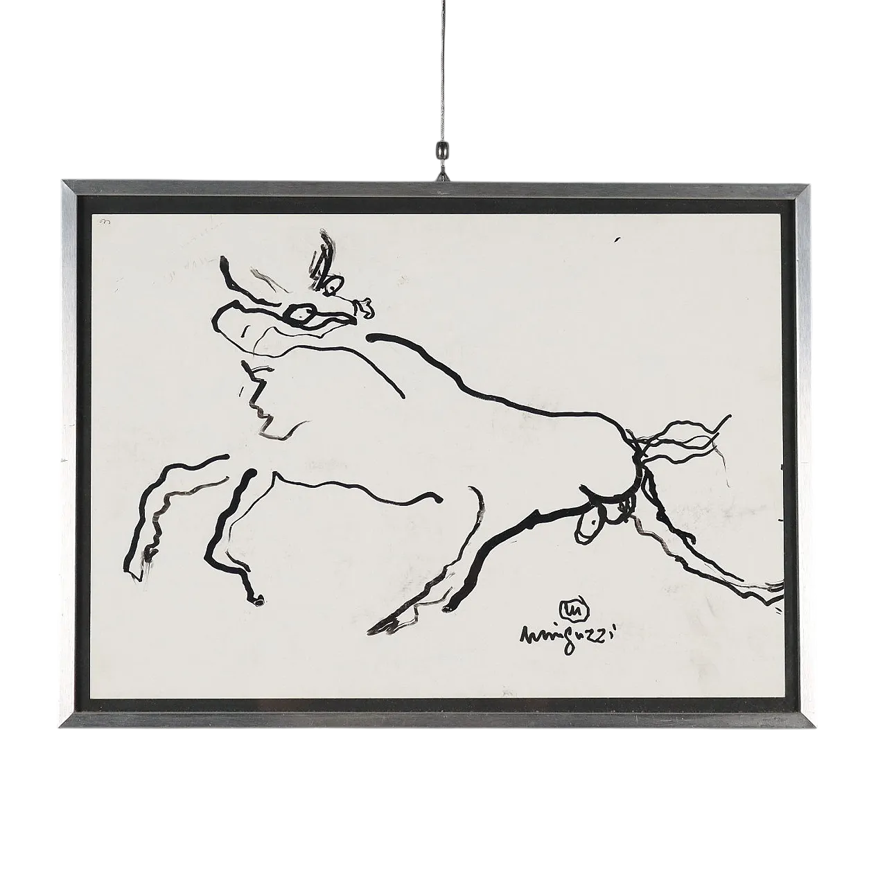 Acquarello e carboncino su carta con cornice, '900 10