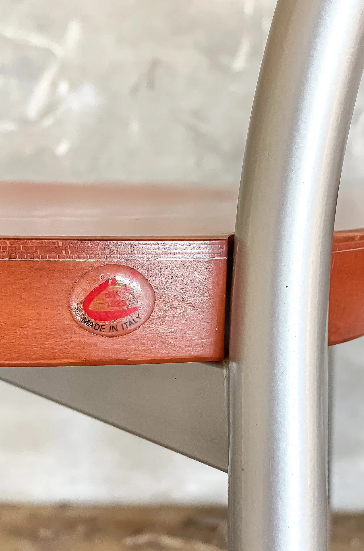 Set of 4 80s Calligaris cherry wood kitchen stools 12