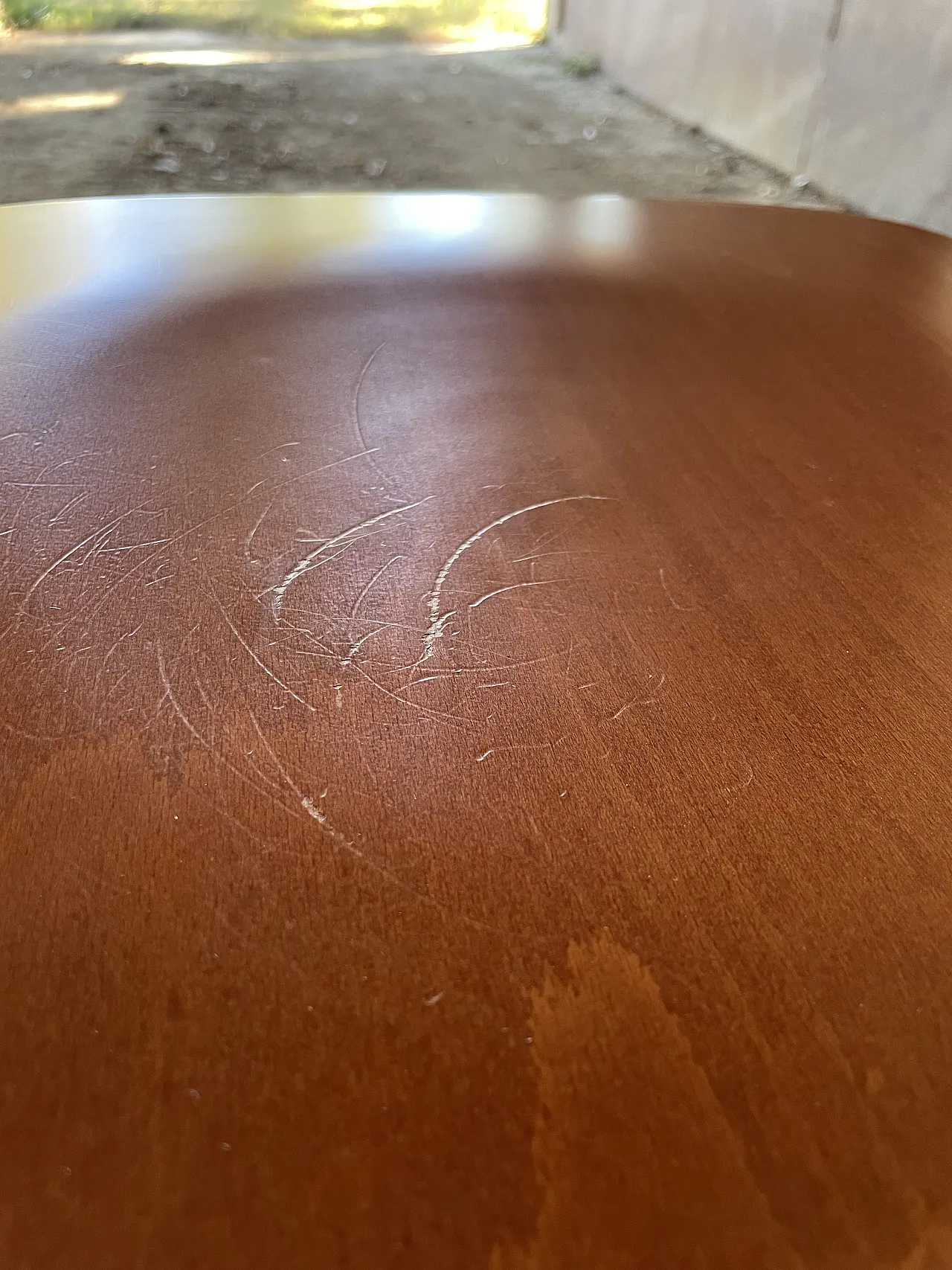 Set of 4 80s Calligaris cherry wood kitchen stools 17