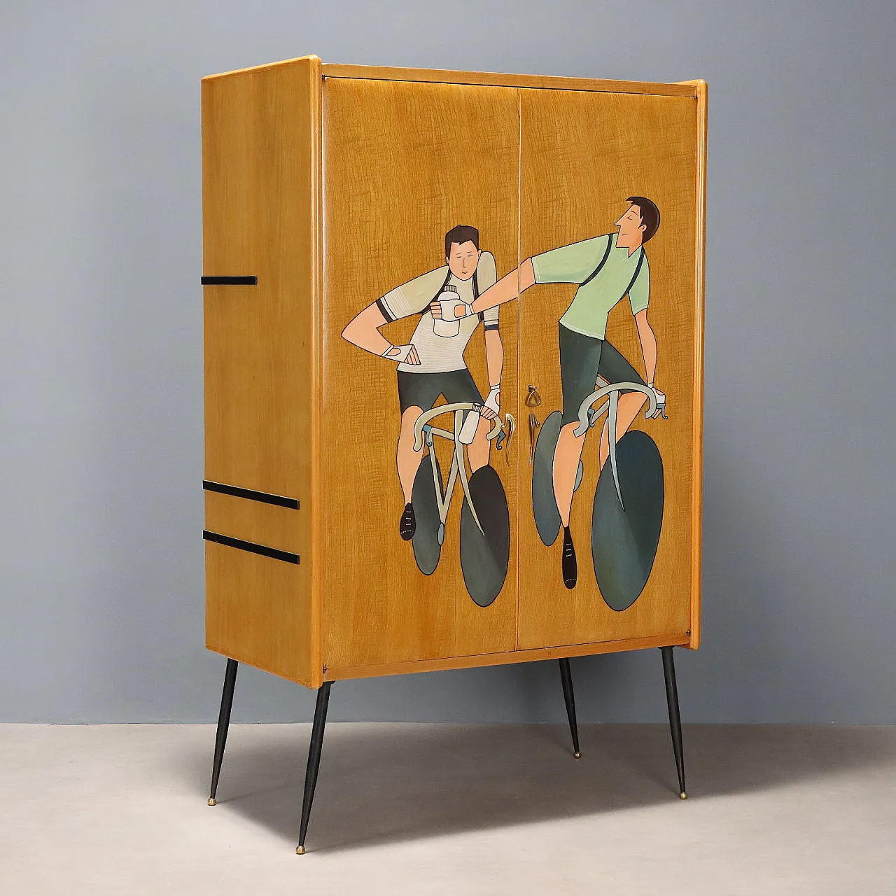 Armadio in metallo, ottone e mogano, '900 1