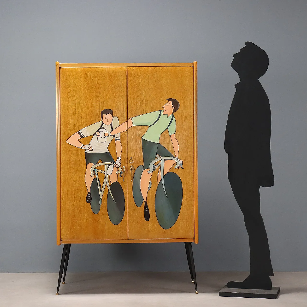 Armadio in metallo, ottone e mogano, '900 2