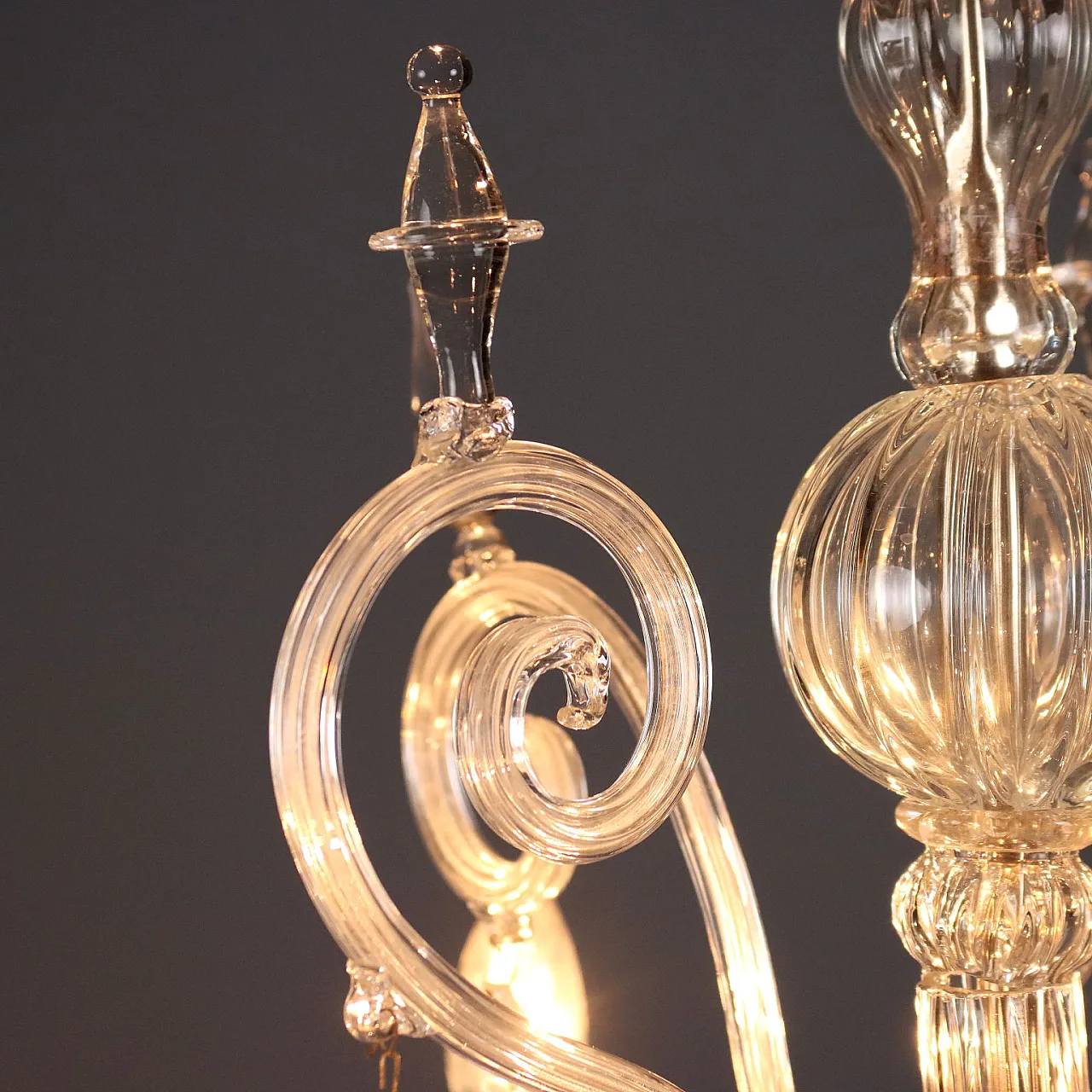 Lampadario veneziano in vetro soffiato di Murano, '800 5