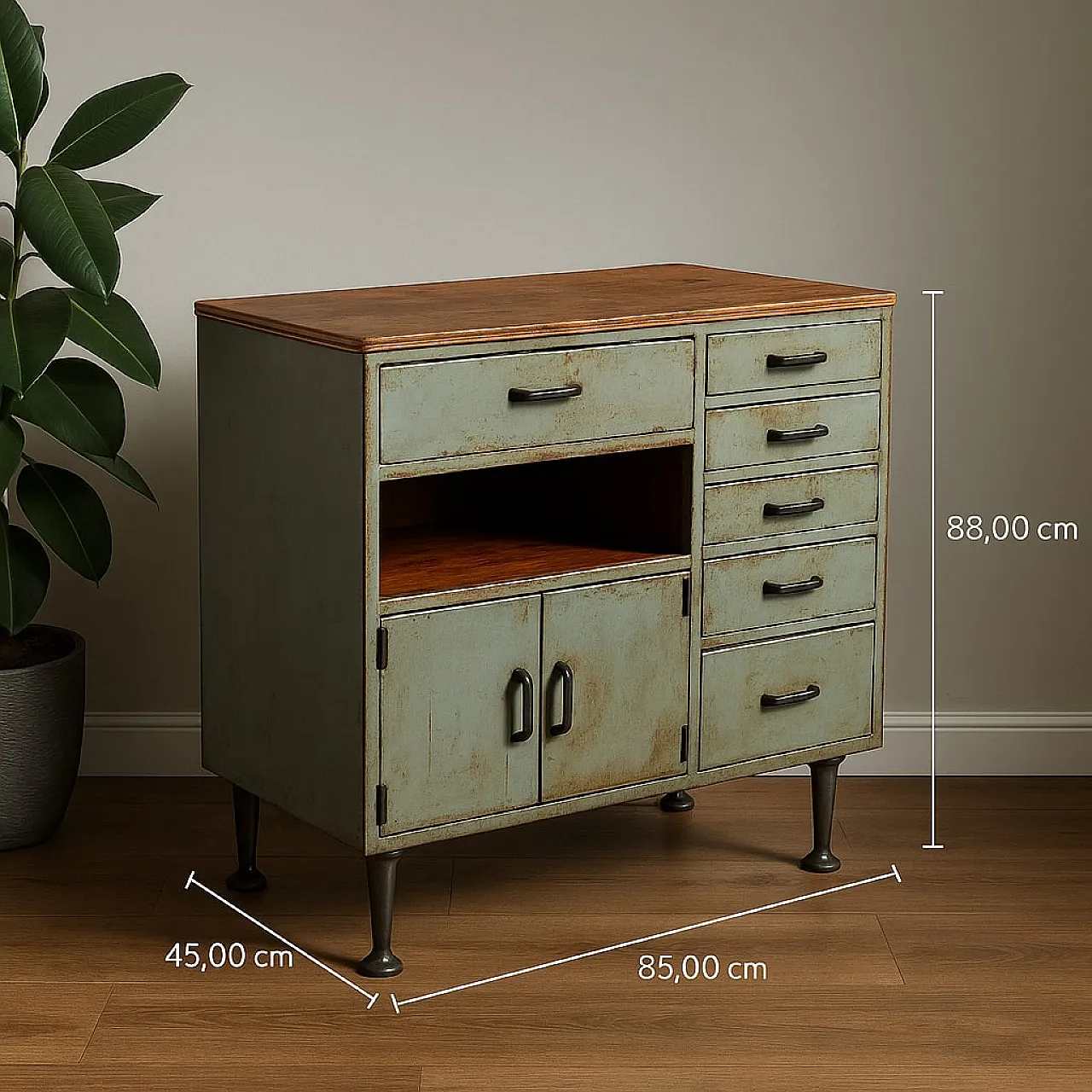 Industrial wardrobe in wood and metal, 1960s 2