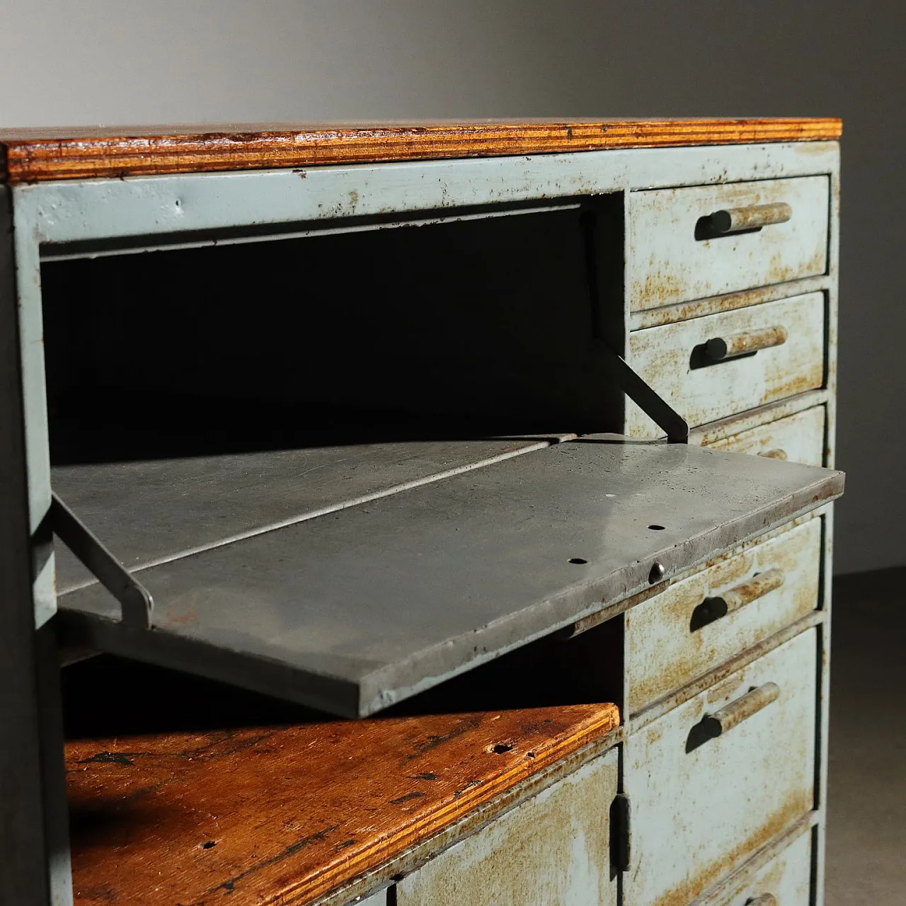 Industrial wardrobe in wood and metal, 1960s 7