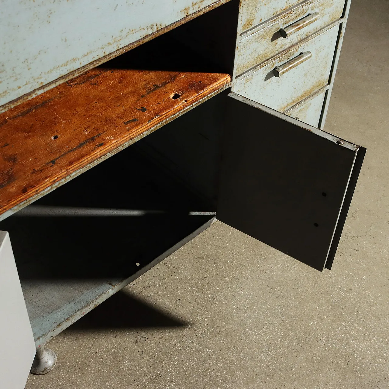 Industrial wardrobe in wood and metal, 1960s 9