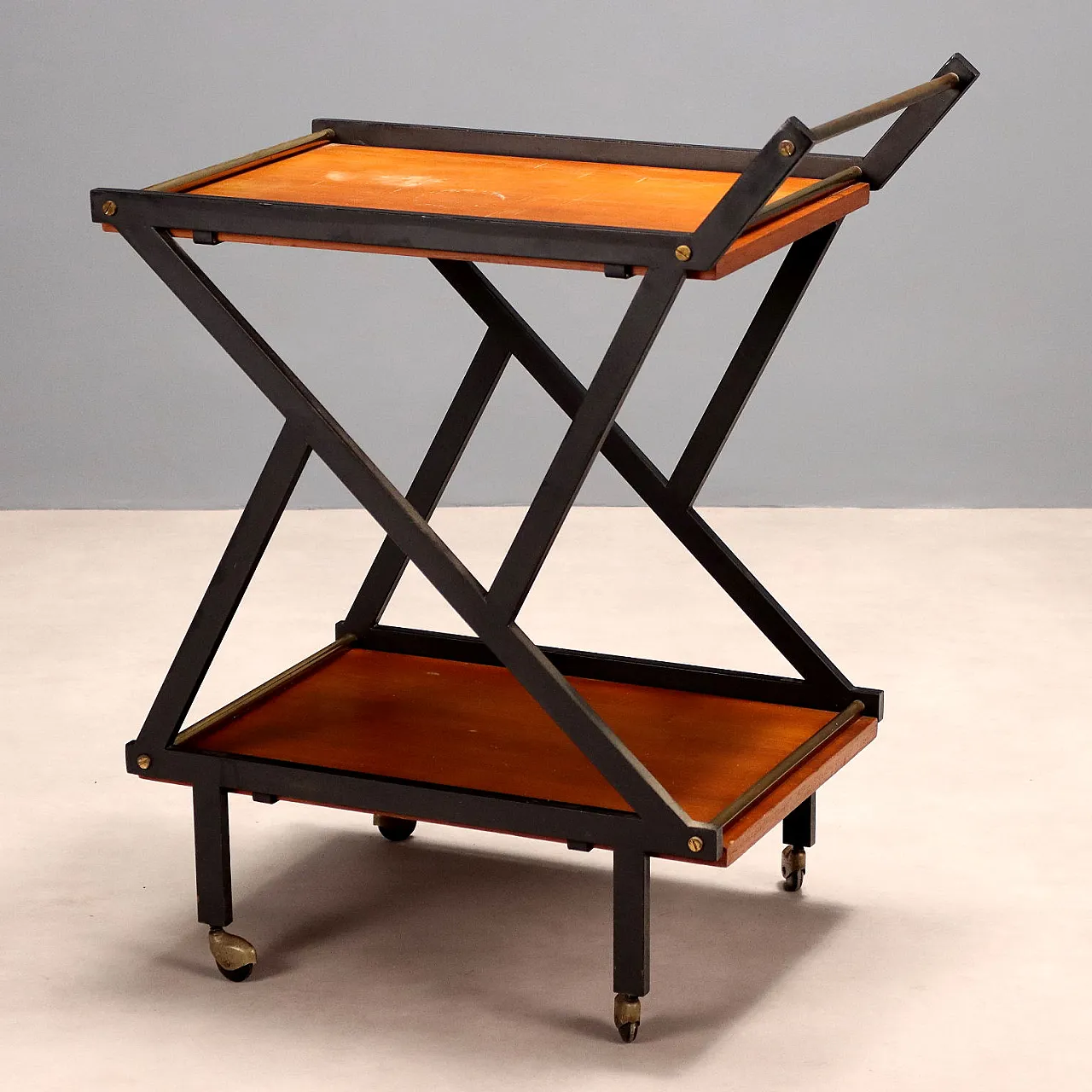 Serving cart in wood and glass, 1950s 1
