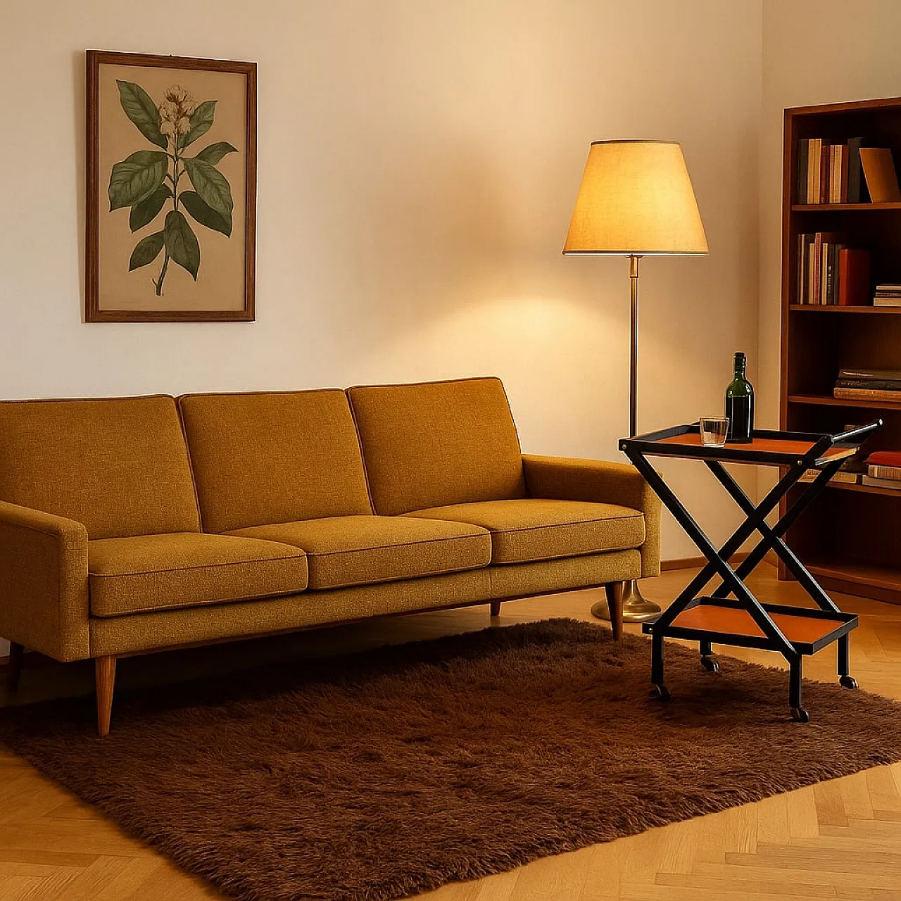 Serving cart in wood and glass, 1950s 2