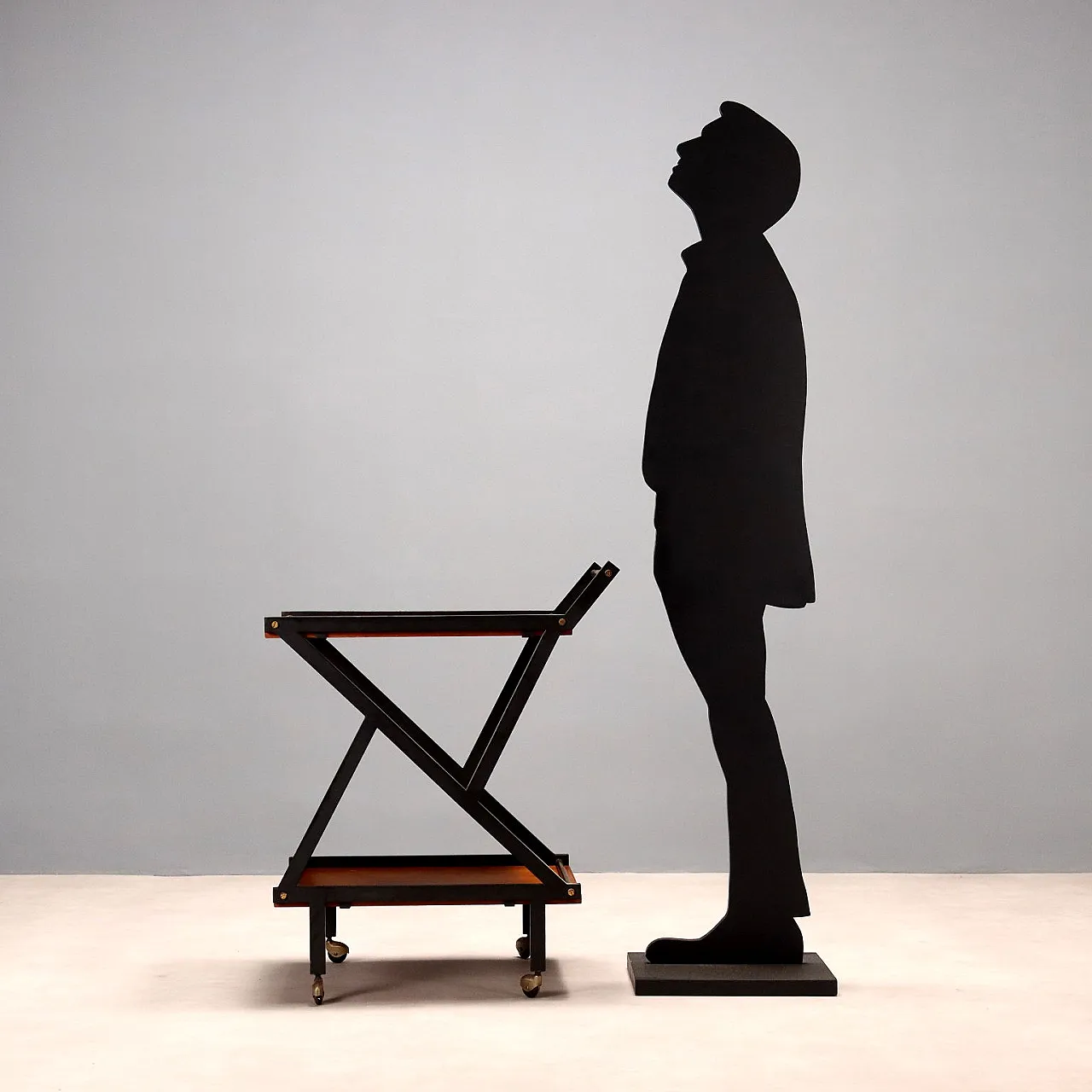 Serving cart in wood and glass, 1950s 3