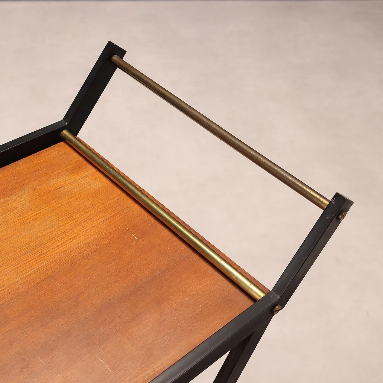 Serving cart in wood and glass, 1950s 5