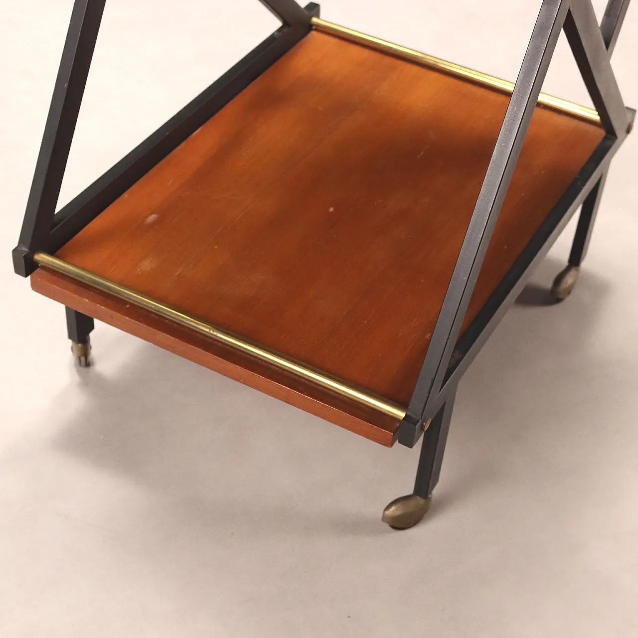 Serving cart in wood and glass, 1950s 6