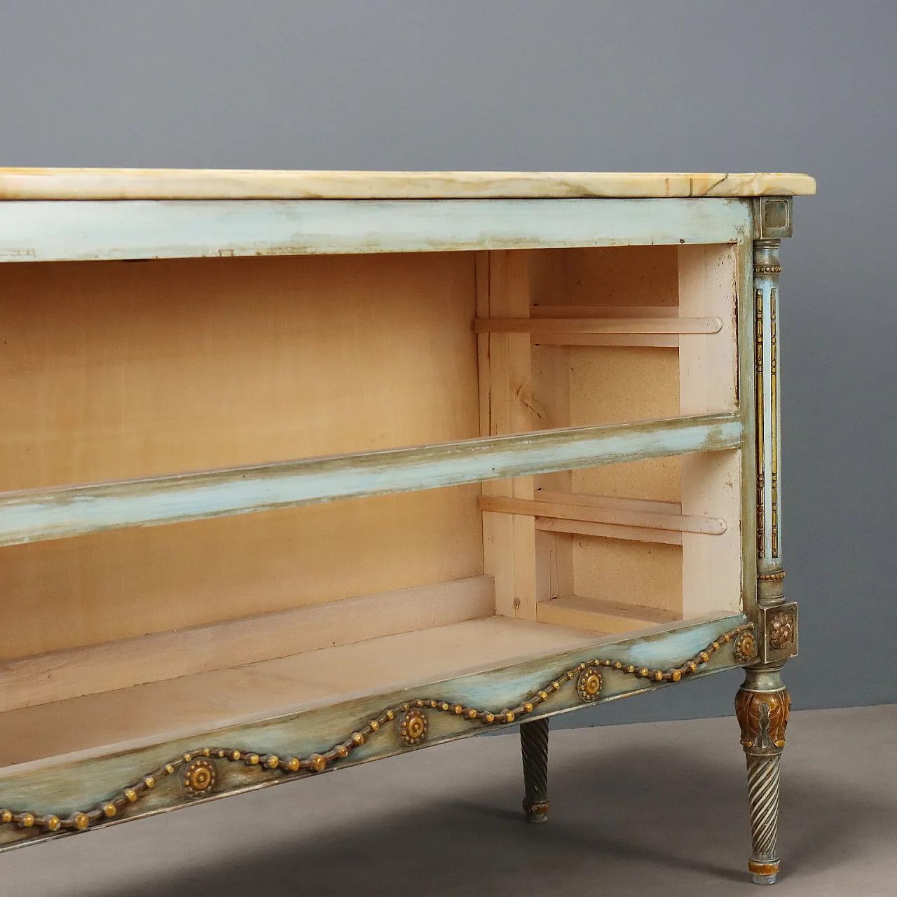 Cassettone neoclassico in bronzo e marmo bianco, primo '900 9