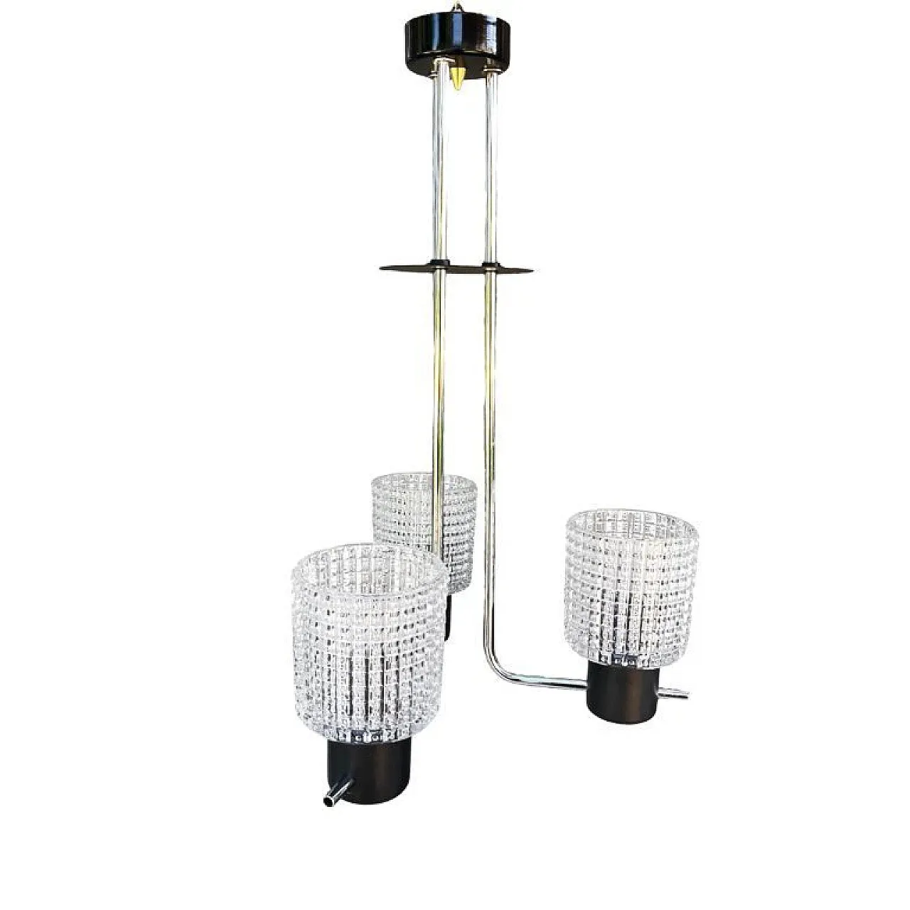 Elektroinstala Jílové pendant lamp in embossed glass, 1970s 3