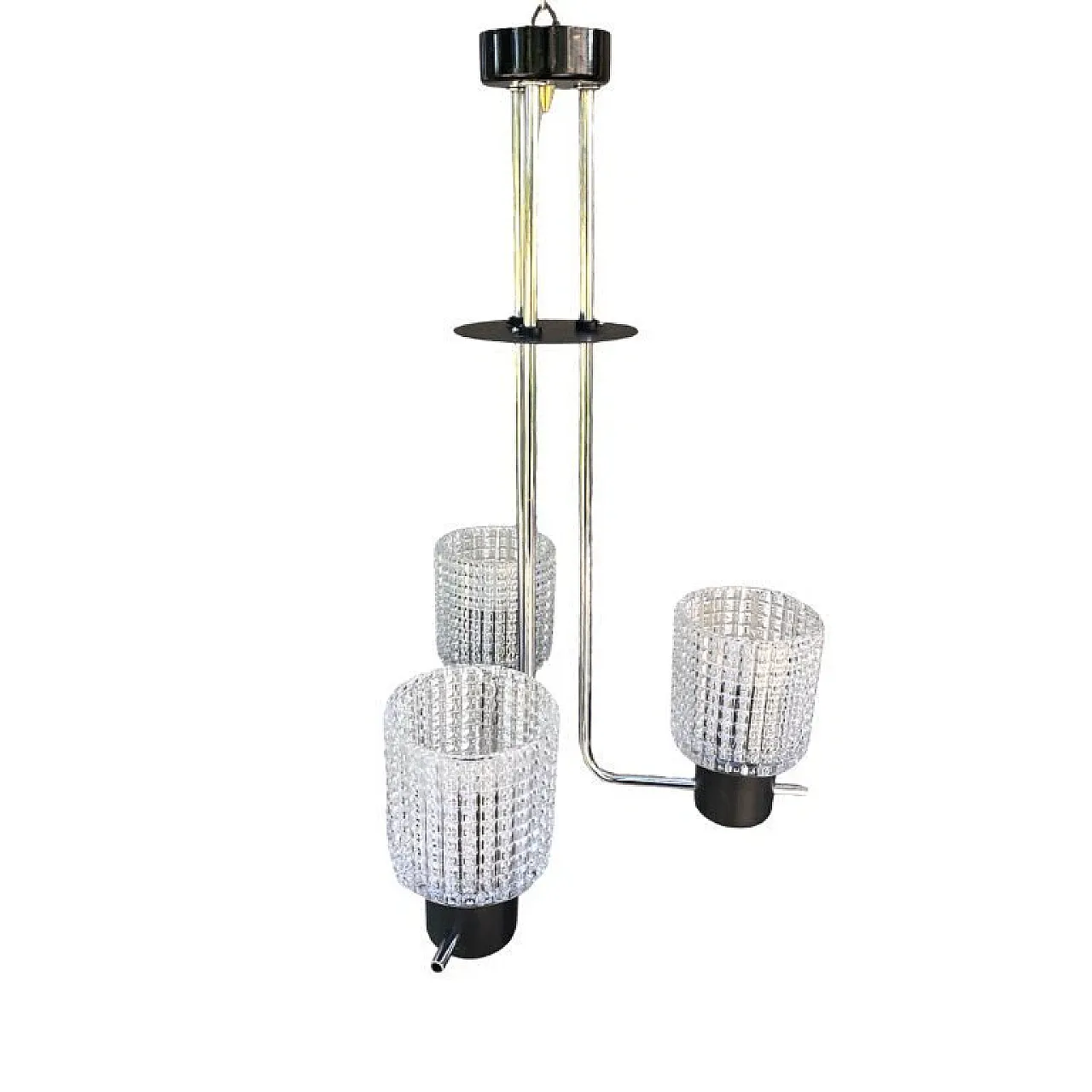 Elektroinstala Jílové pendant lamp in embossed glass, 1970s 4