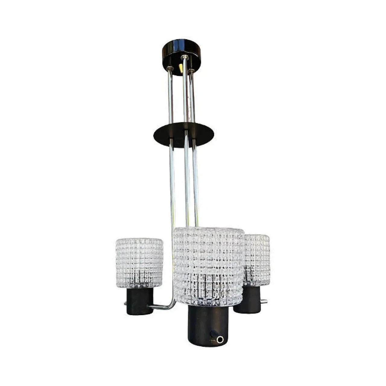 Elektroinstala Jílové pendant lamp in embossed glass, 1970s 7