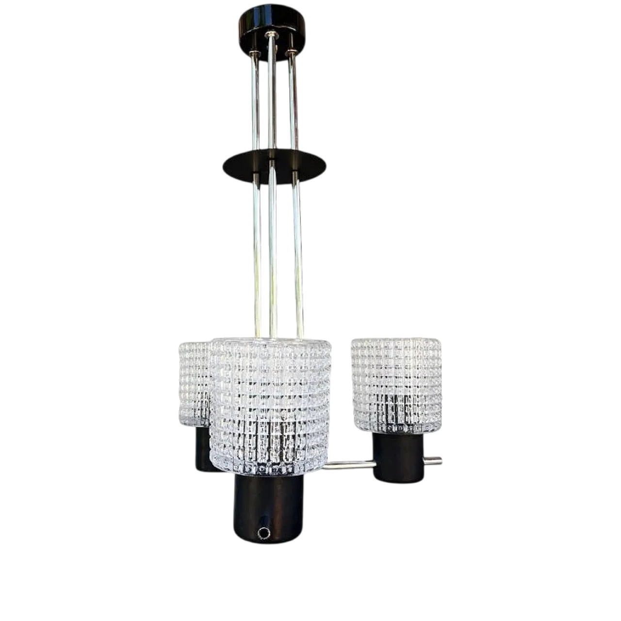 Elektroinstala Jílové pendant lamp in embossed glass, 1970s 8