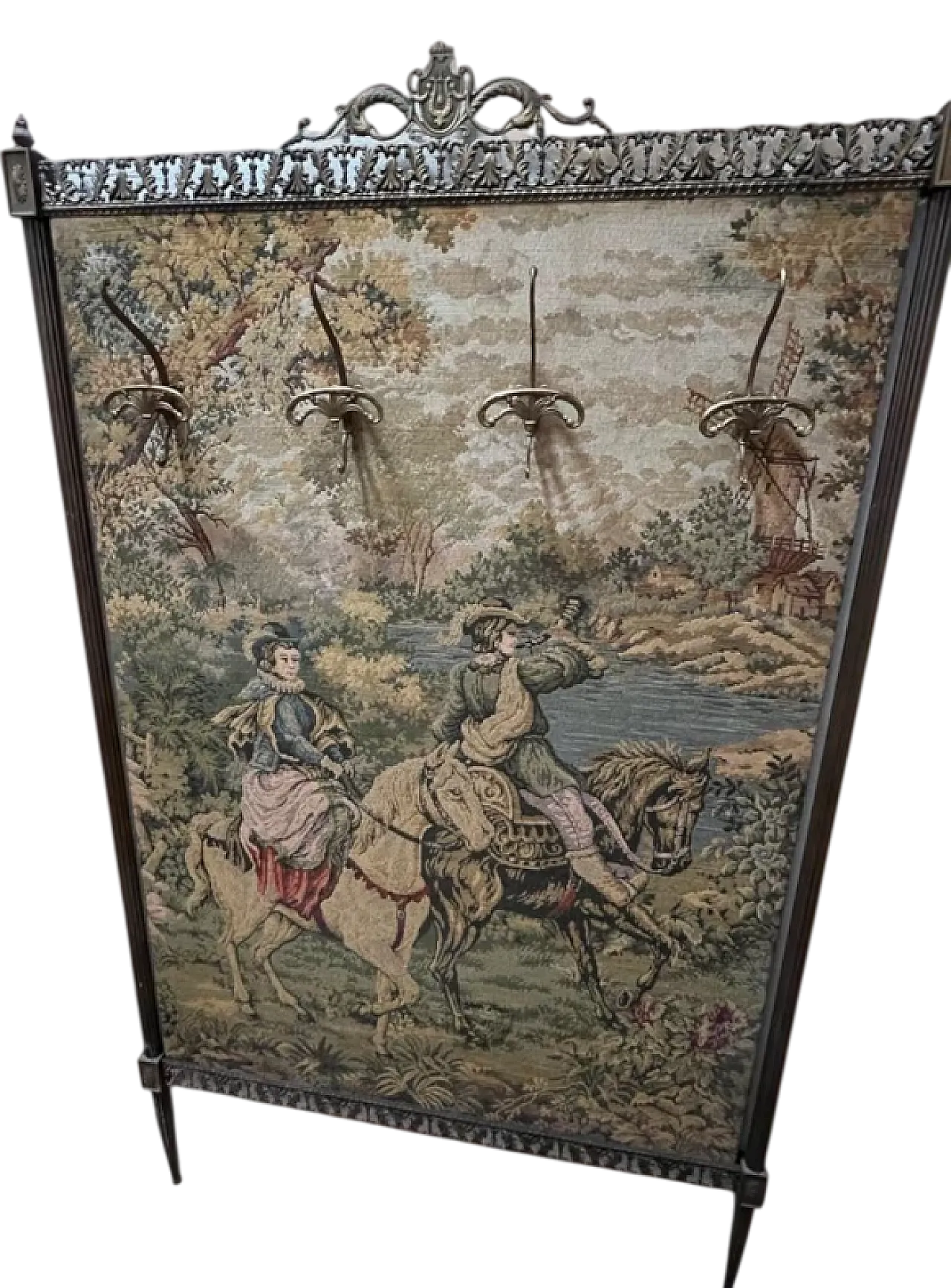 Aubusson style wall tapestry with integrated coat hooks, 1960s 8