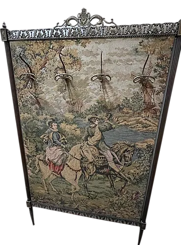 Aubusson style wall tapestry with integrated coat hooks, 1960s