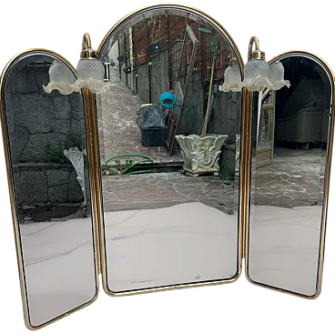 Gilded brass mirror, 1980s