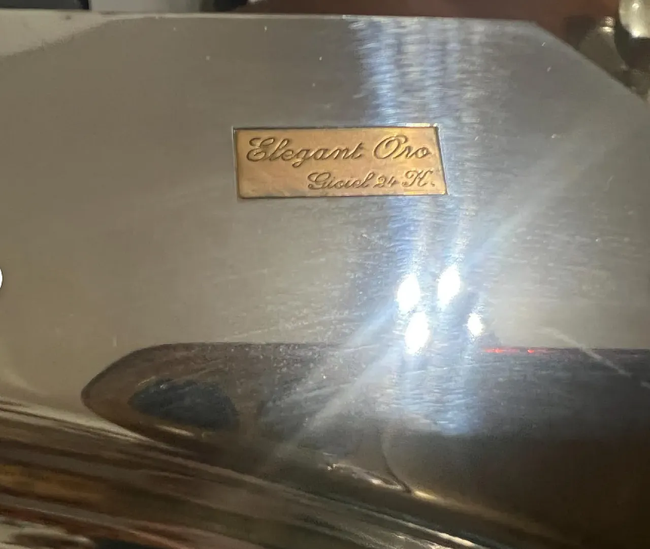 3 Vassoi da portata in metallo placcato in acciaio inox, anni '90 4