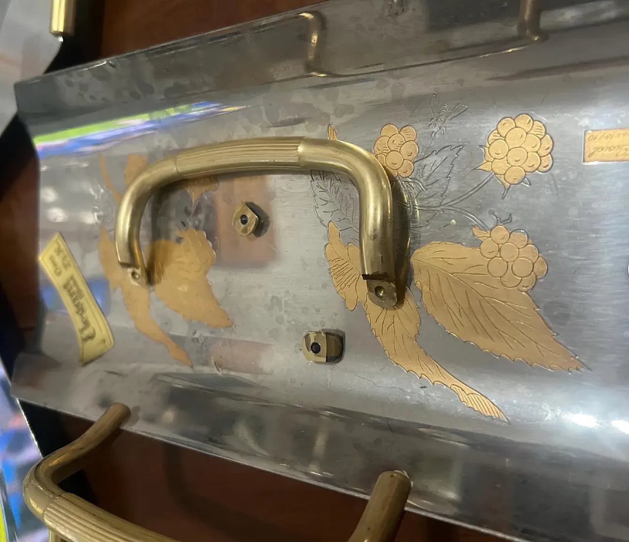 3 Vassoi da portata in metallo placcato in acciaio inox, anni '90 6