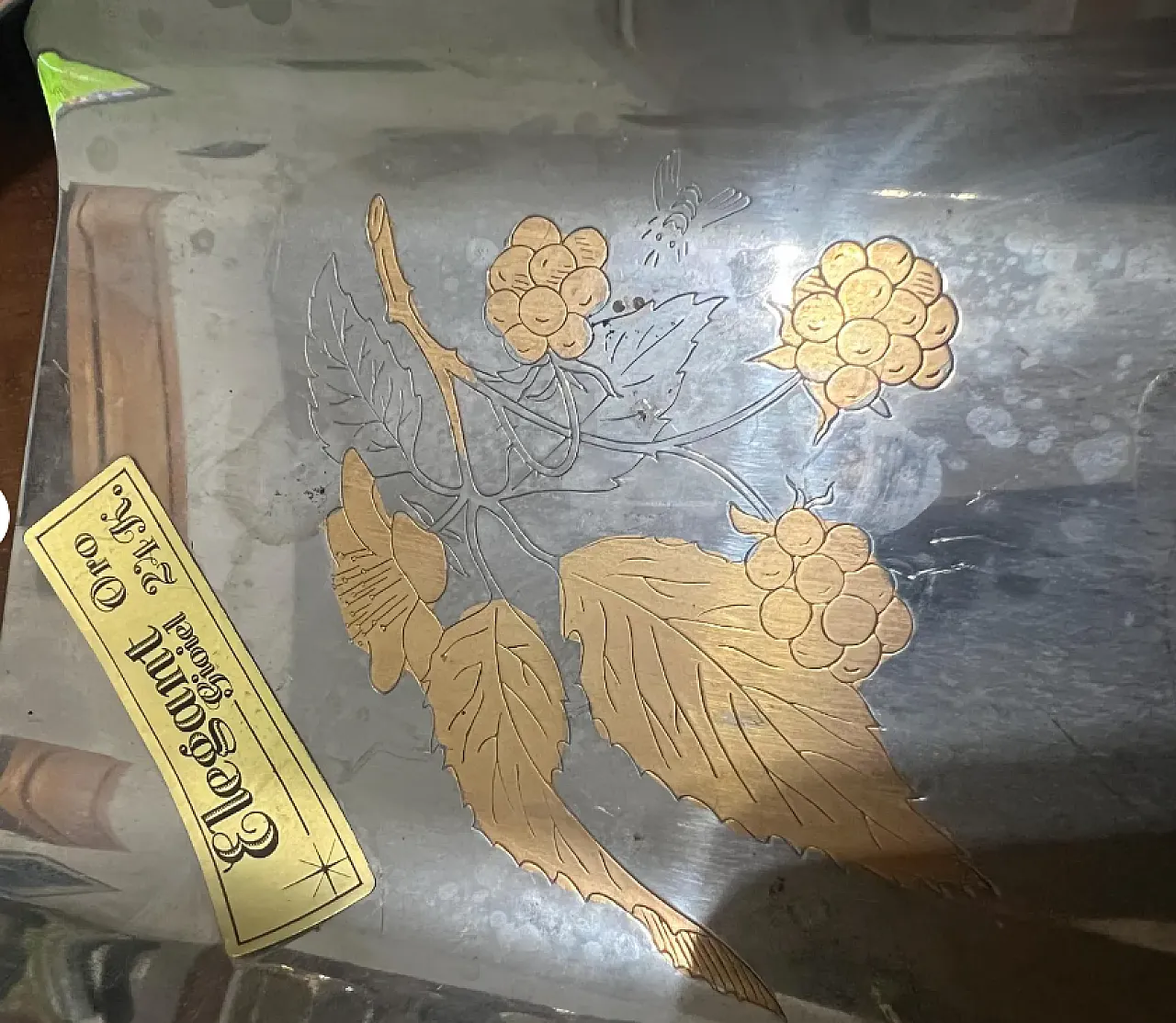 3 Vassoi da portata in metallo placcato in acciaio inox, anni '90 8