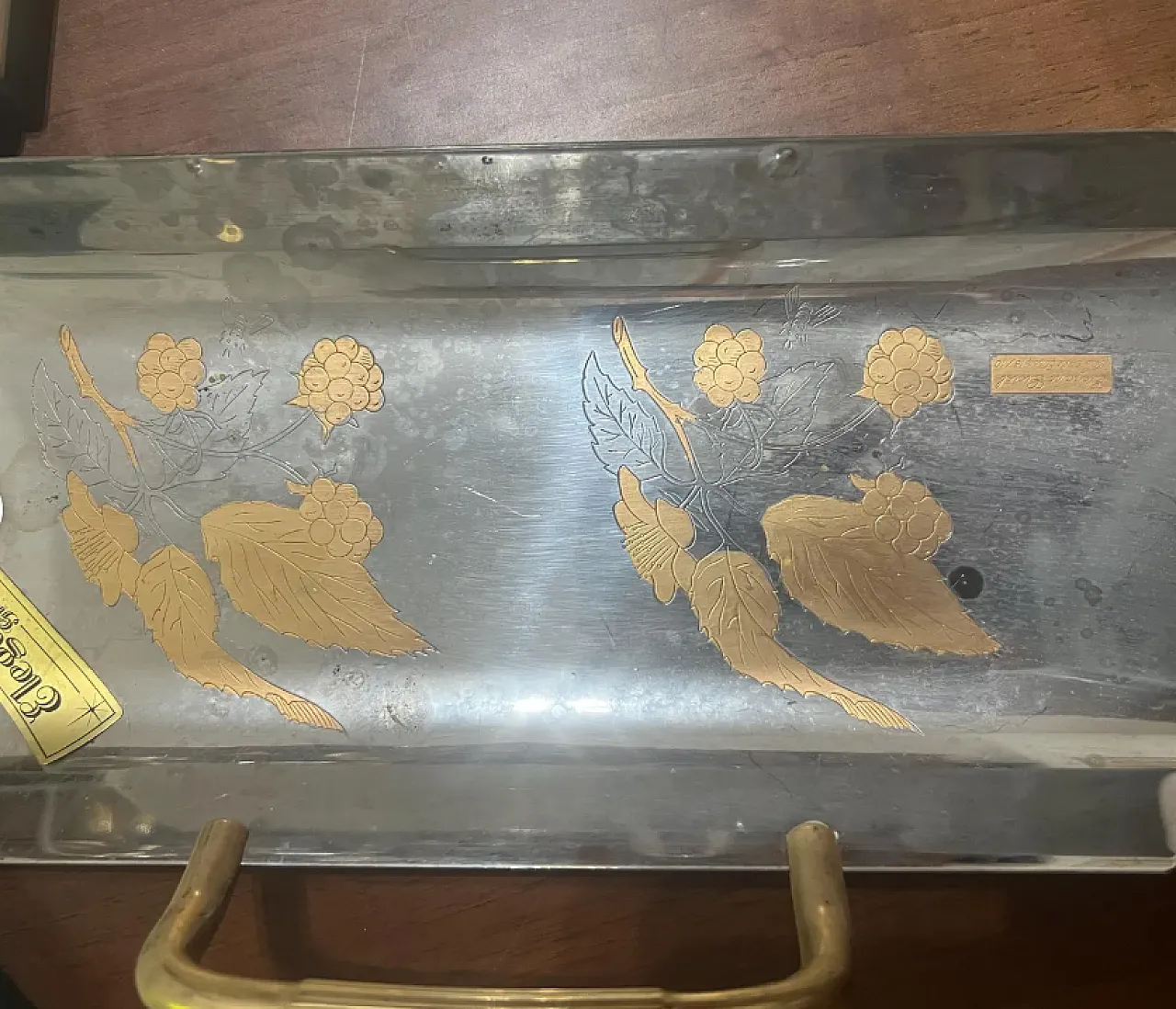 3 Vassoi da portata in metallo placcato in acciaio inox, anni '90 10