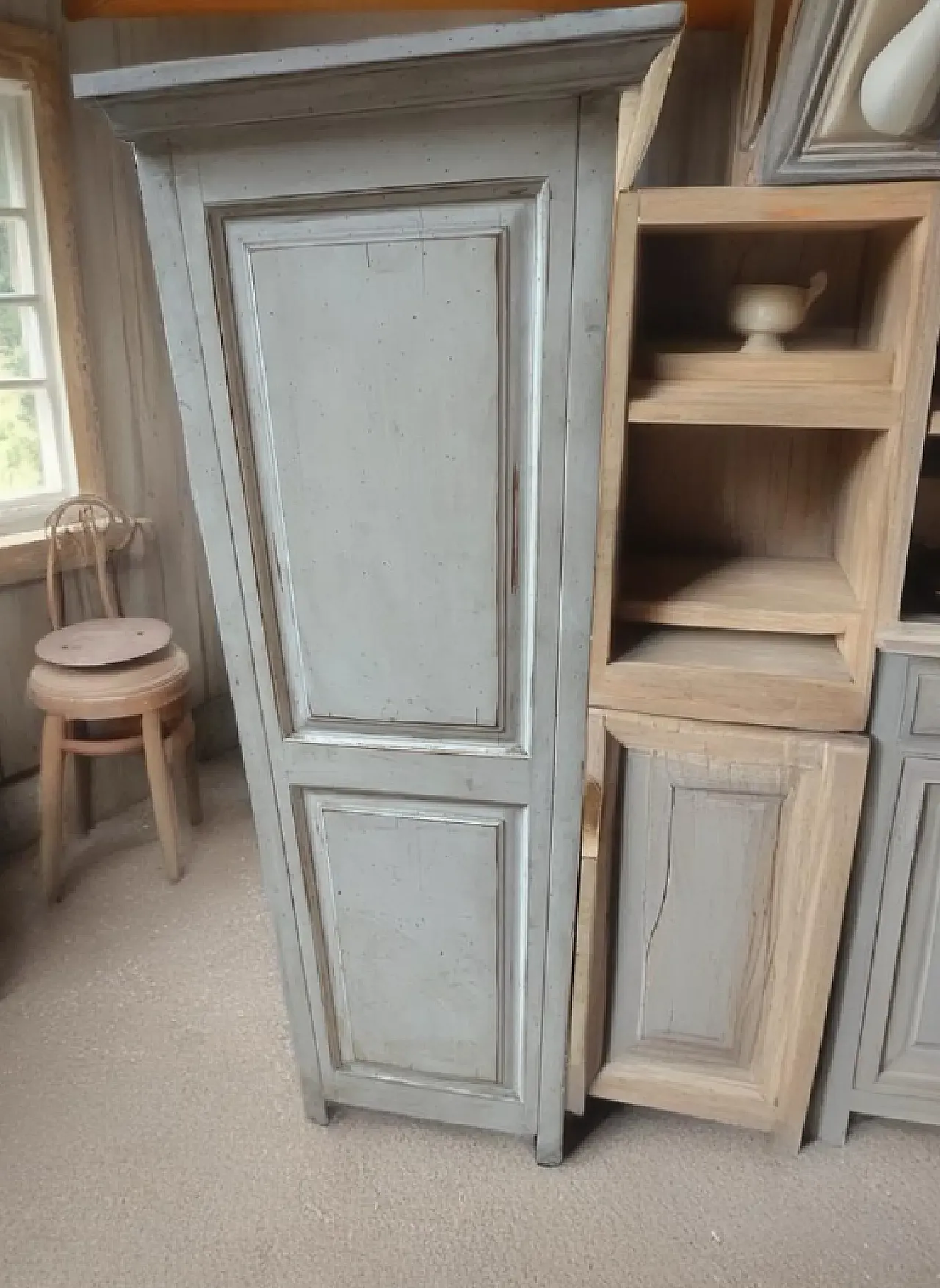 Mobile vetrina in legno anticato, '900 4