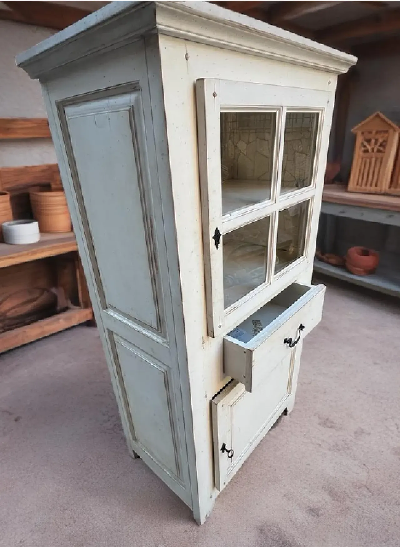 Mobile vetrina in legno anticato, '900 5