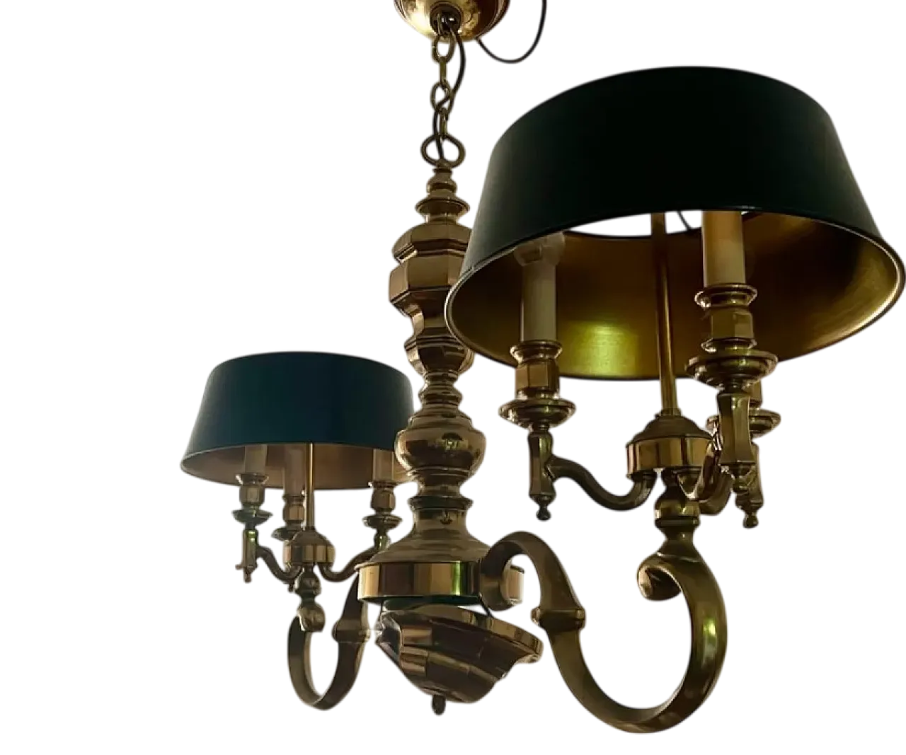 Bouillotte style chandelier in solid brass, 1970s 9