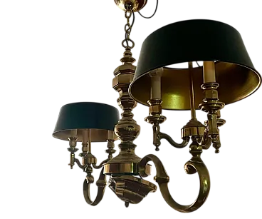 Bouillotte style chandelier in solid brass, 1970s