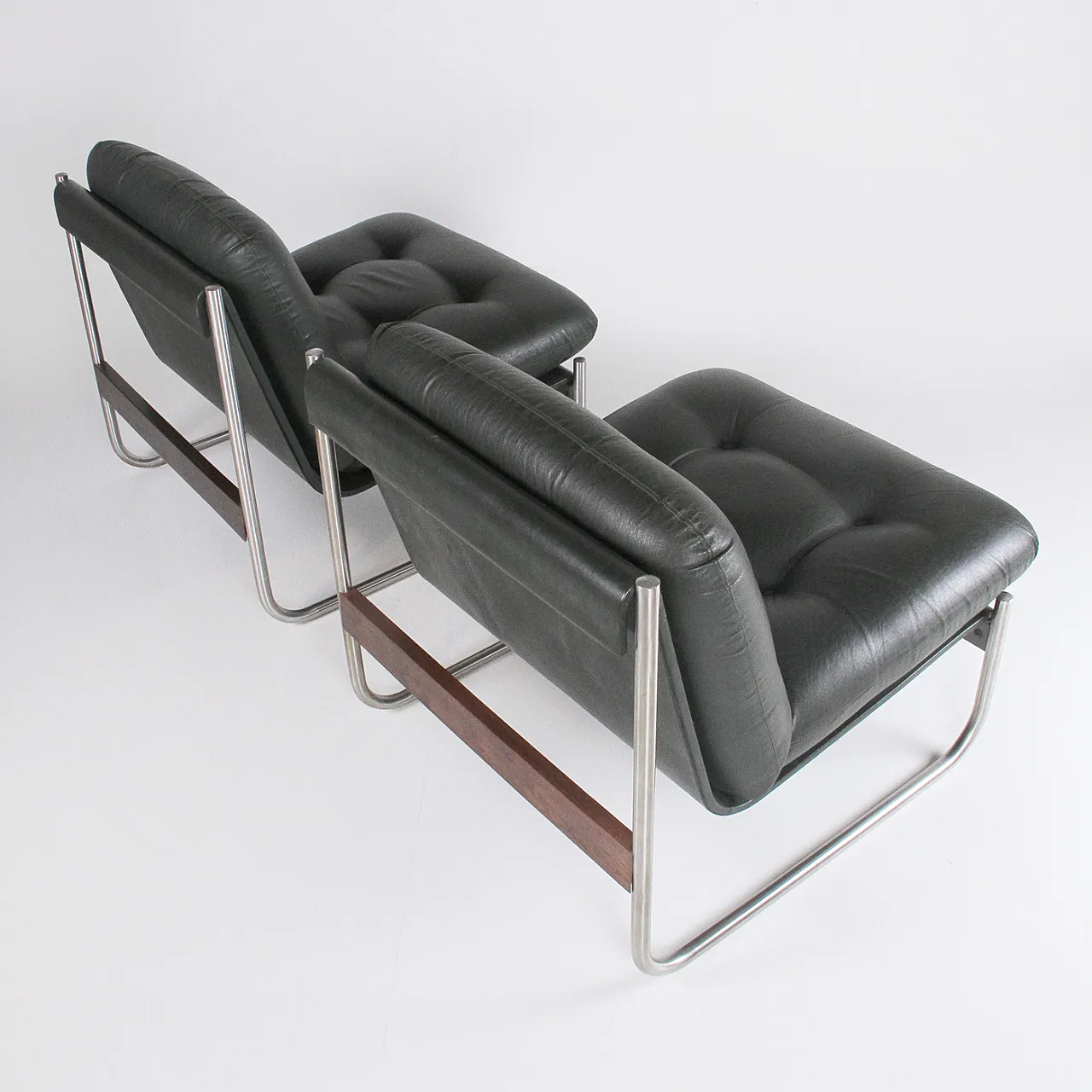 4 Faux leather armchairs, 1970s 20