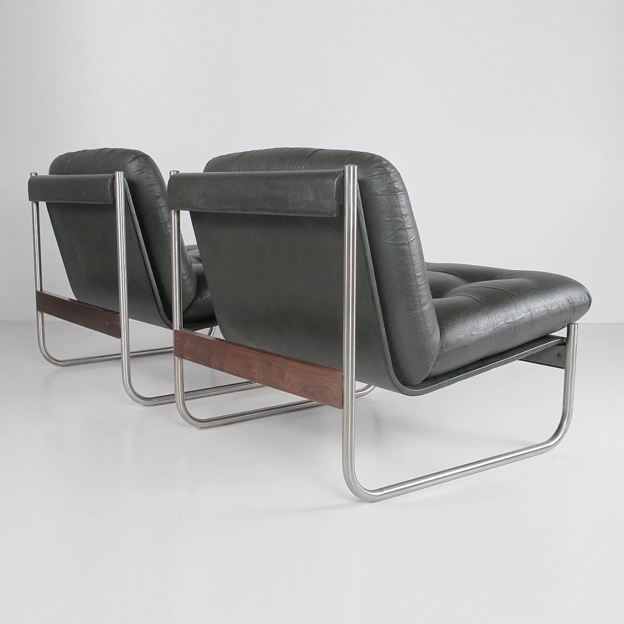 4 Faux leather armchairs, 1970s 21