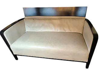 Leather and wood sofa, 1950s