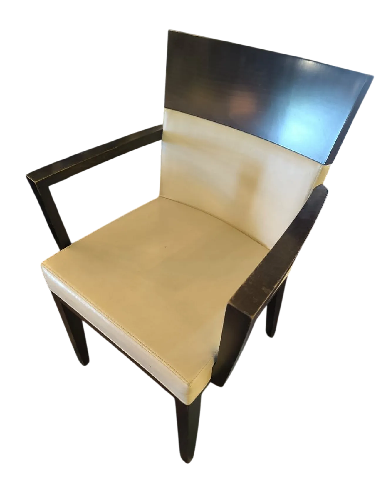 Sedia in legno e pelle, anni '50 6