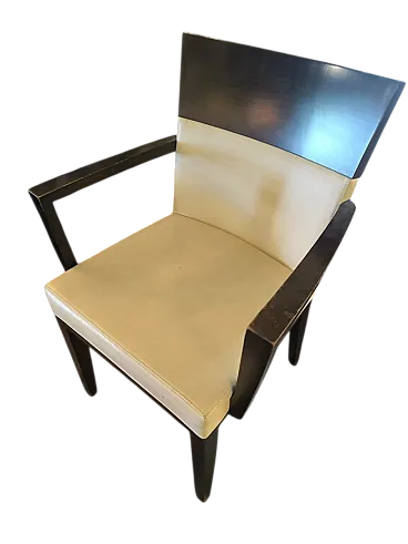 Sedia in legno e pelle, anni '50