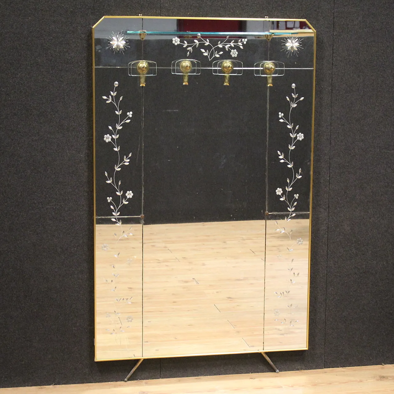 Italian mirrored coat rack, Mid 20th century 11