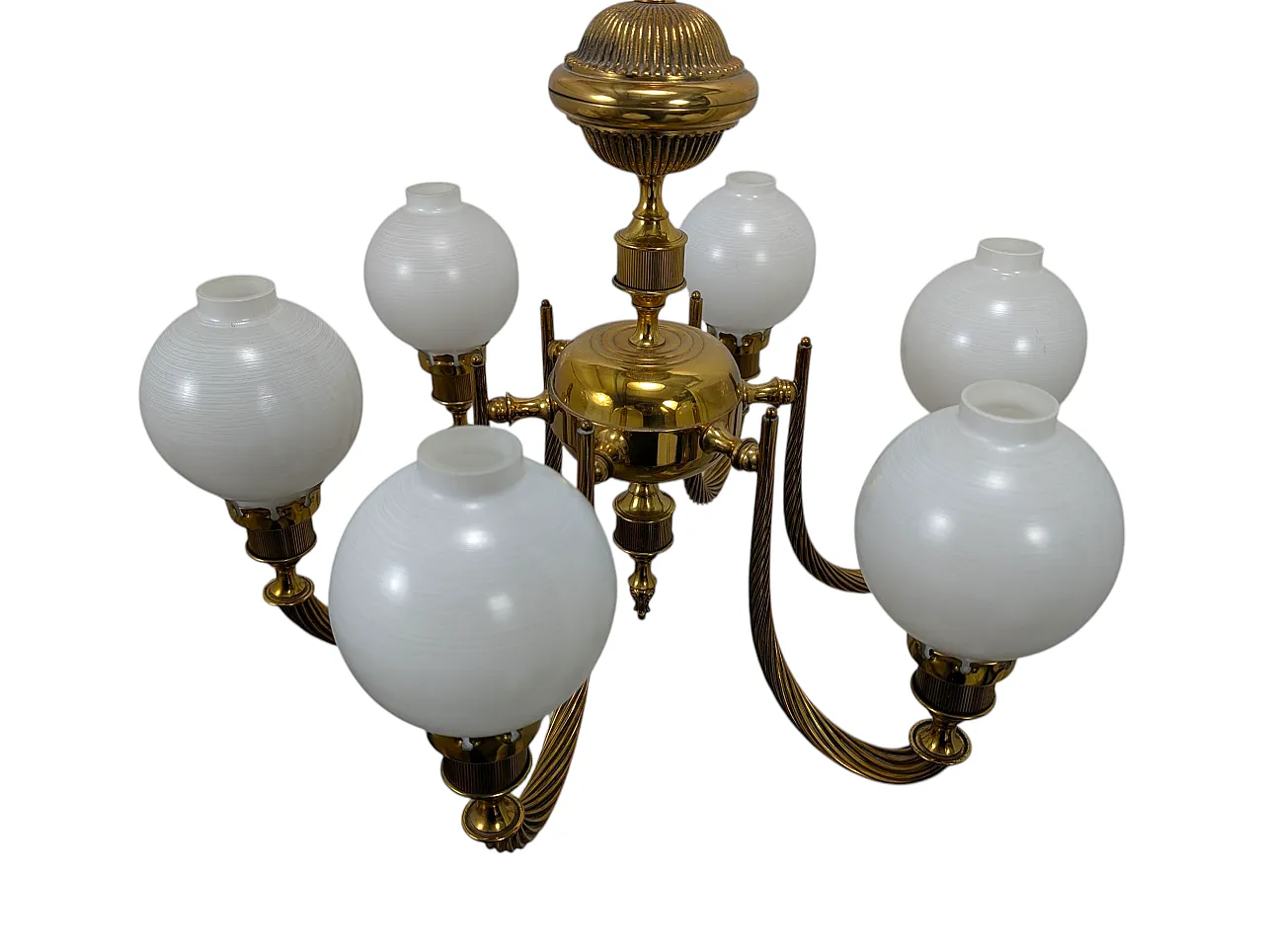 6-light brass pendant chandelier, 1960s 4