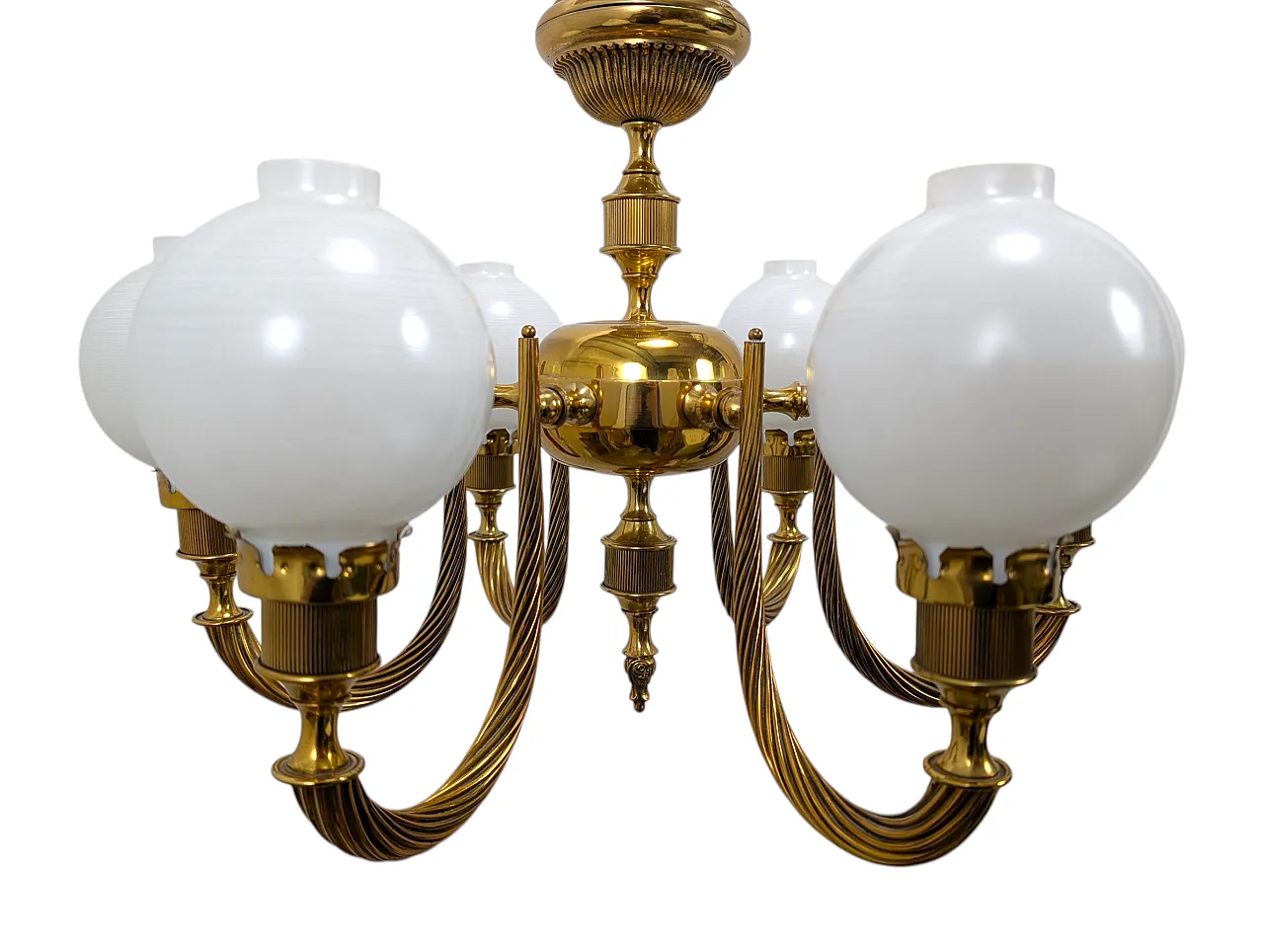 6-light brass pendant chandelier, 1960s 7