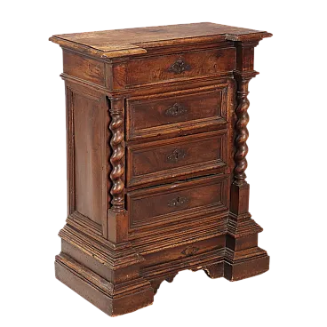 Comodino barocco in noce e pioppio, '700