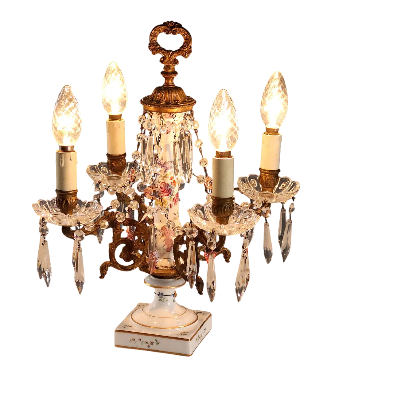 Ceramic table lamp with floral motifs, 19th century 10