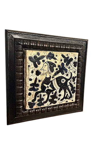 Mattonella maiolica dipinta a zaffera, '900