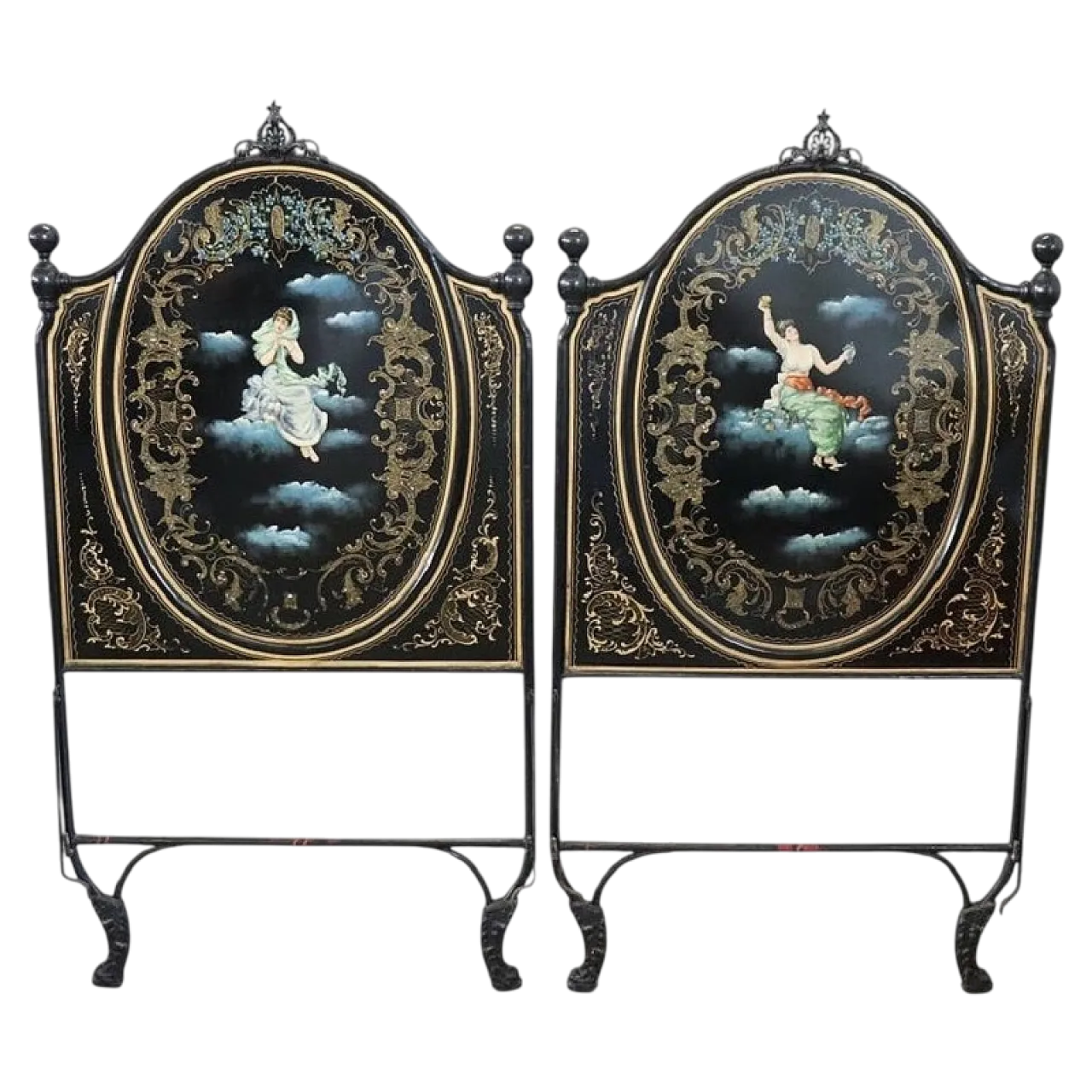 Pair of single beds in painted iron from the early 1900s 19